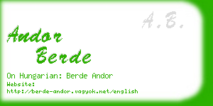 andor berde business card